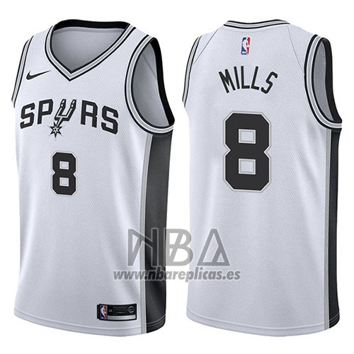 Camiseta San Antonio Spurs Patty Mills NO 8 Swingman Association 2017-18 Blanco